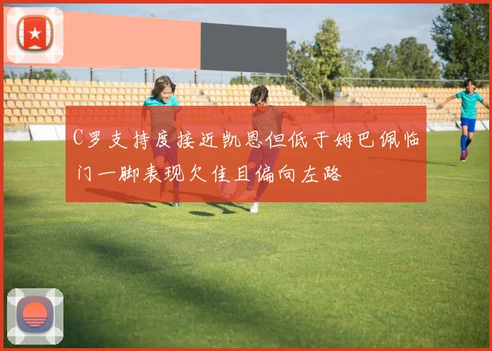 C罗支持度接近凯恩但低于姆巴佩临门一脚表现欠佳且偏向左路